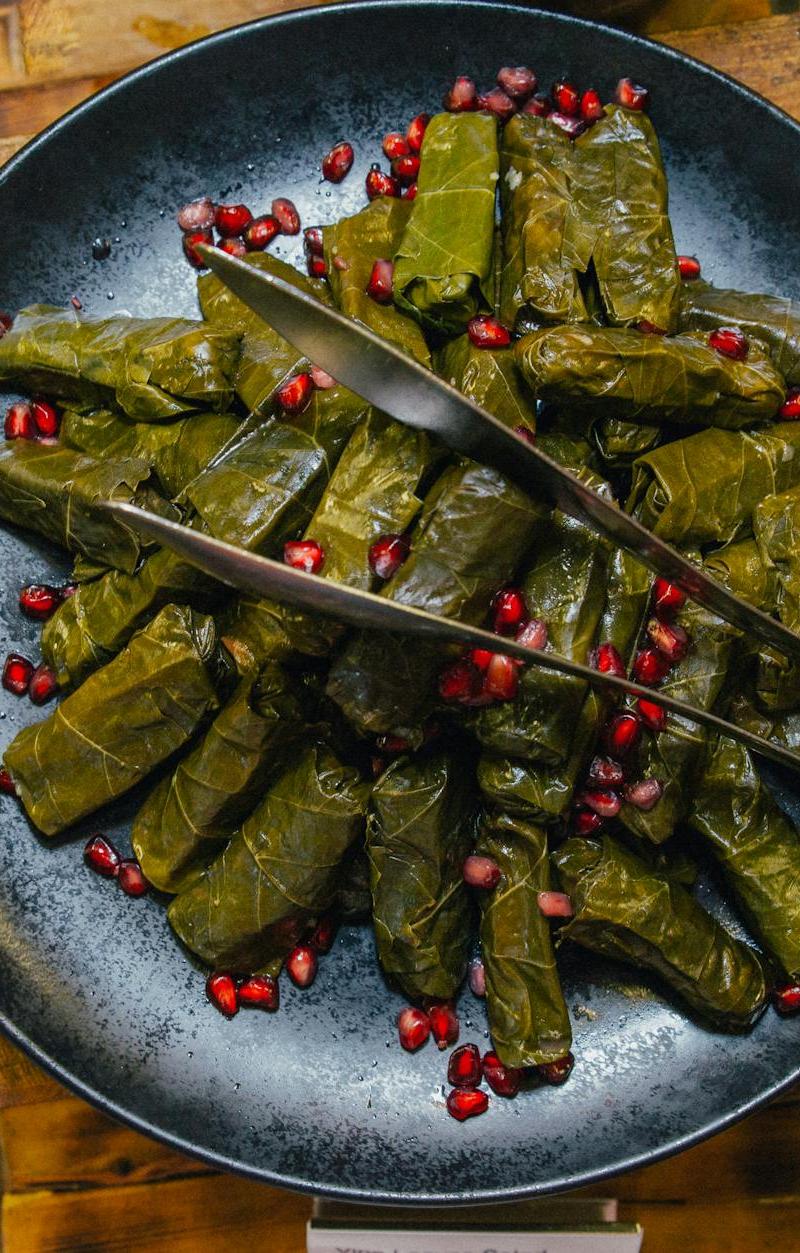 Quick Lemon Vine Leaf Rolls with Pomegranate