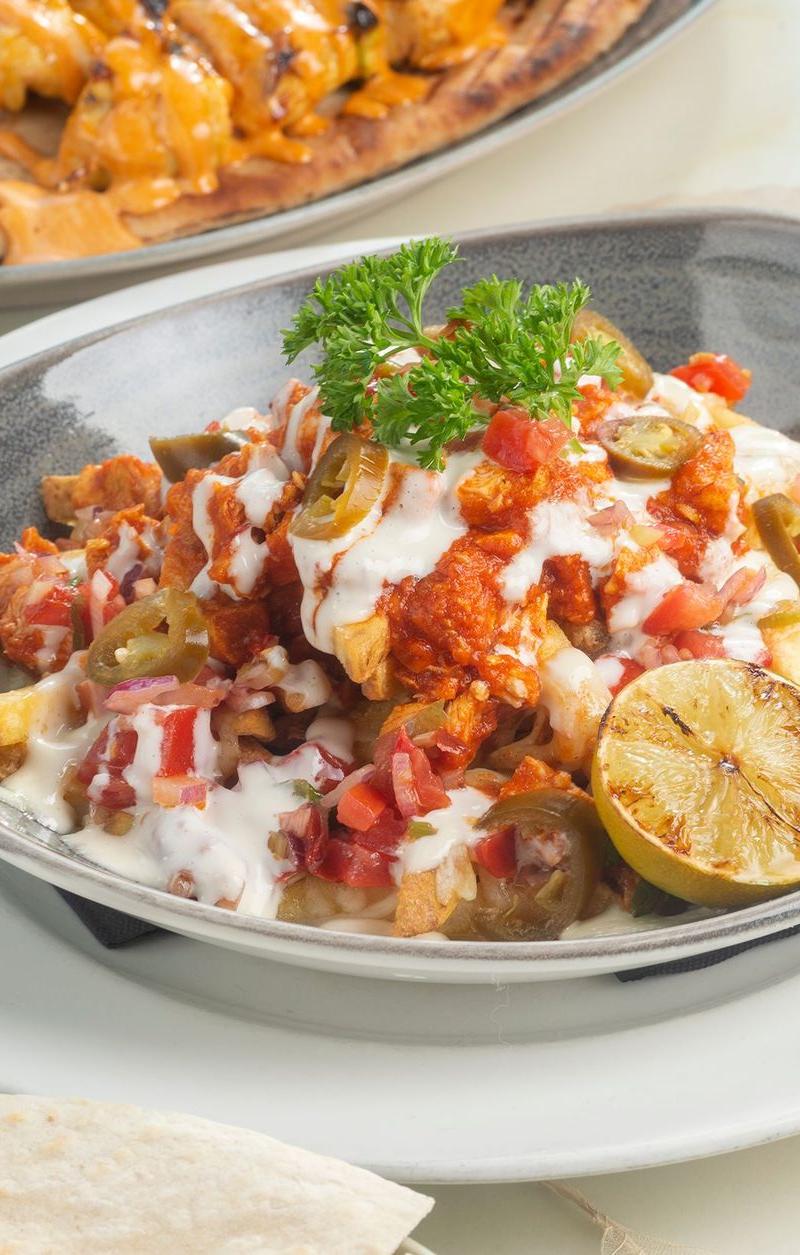 Loaded Nacho Cheese Fries with Flatbread