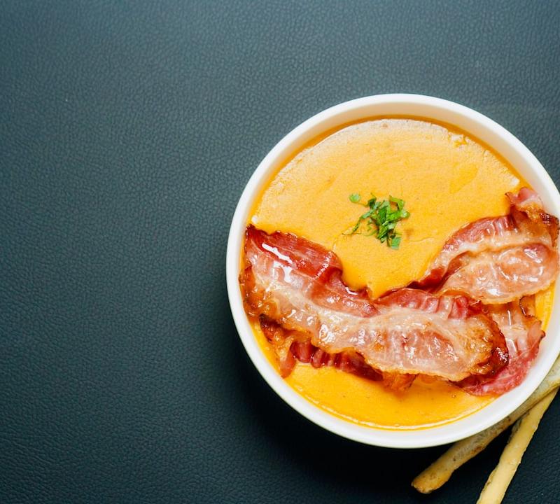 Loaded Potato Soup with Crispy Pork
