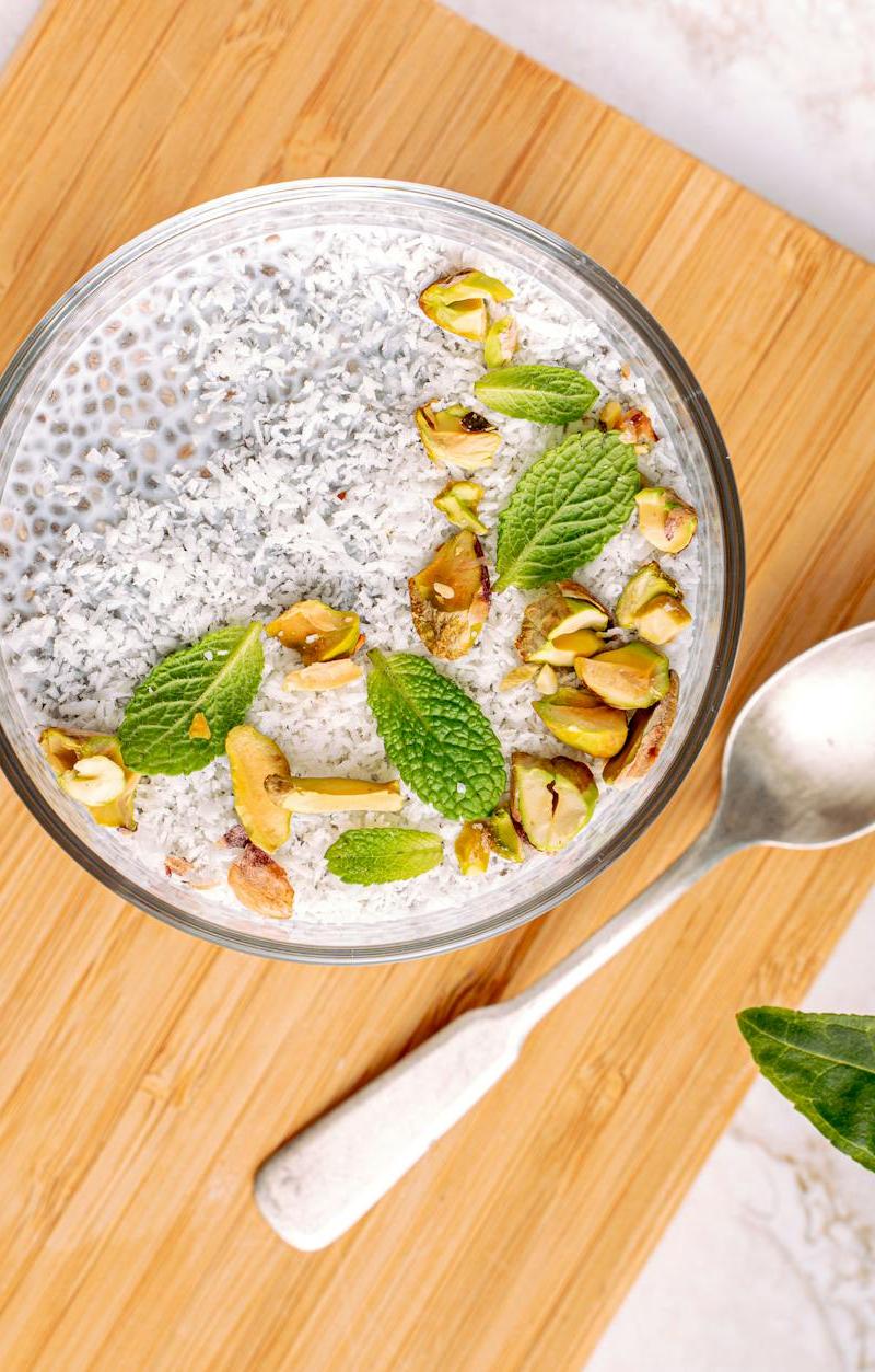 Matcha Coconut Chia Pudding with Pistachios