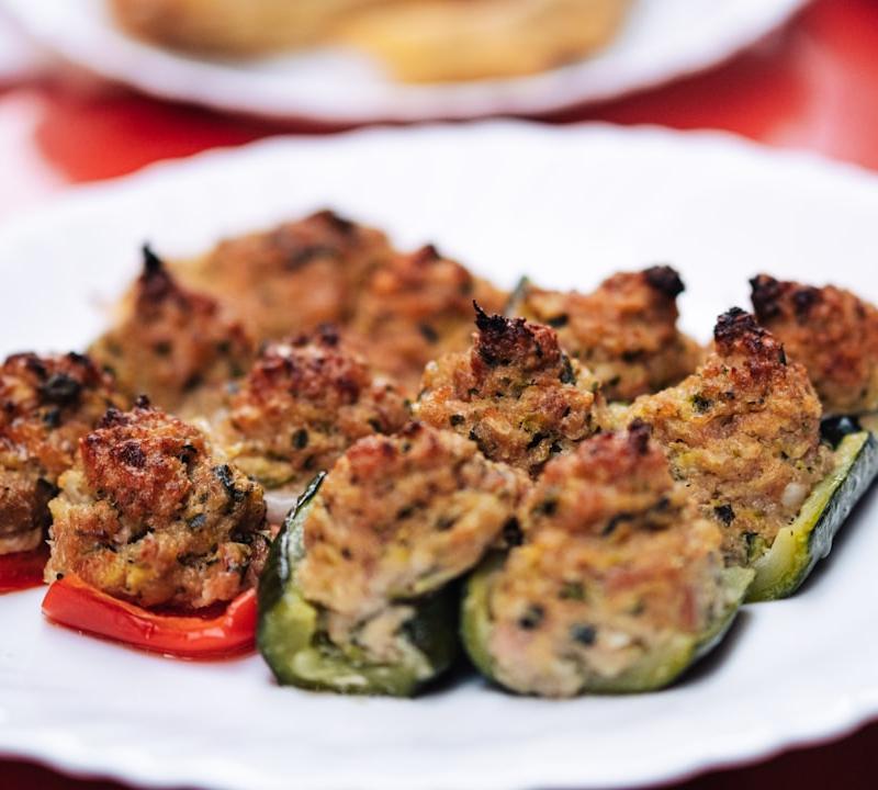 Mediterranean Beef-Stuffed Zucchini Boats