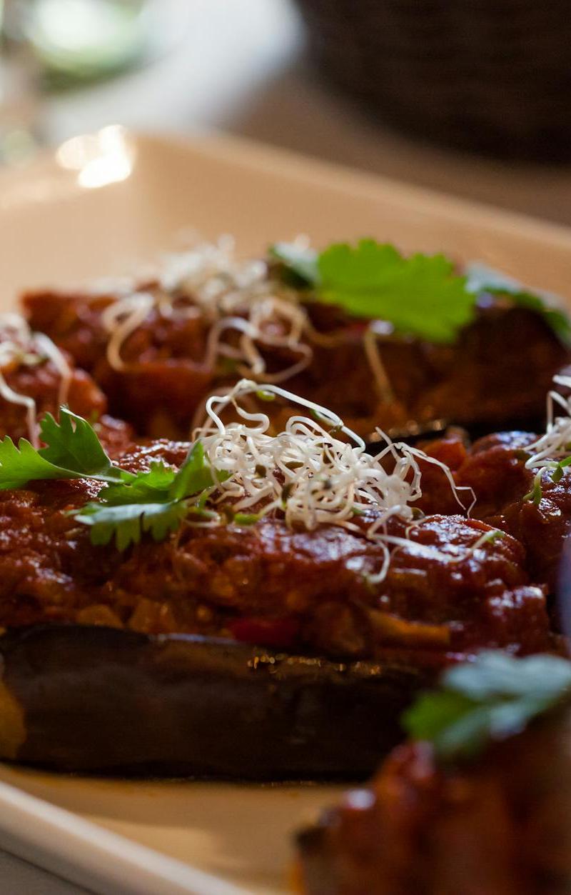 20-Min Mediterranean Stuffed Eggplant