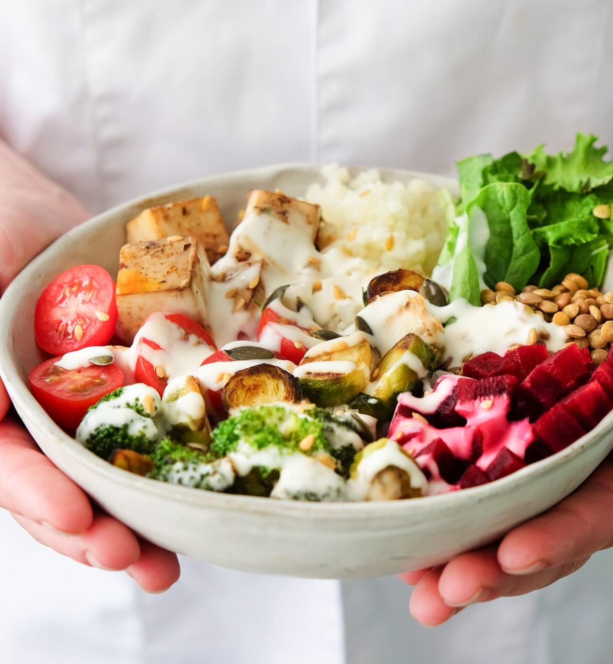 Mediterranean Tofu & Lentil Buddha Bowl
