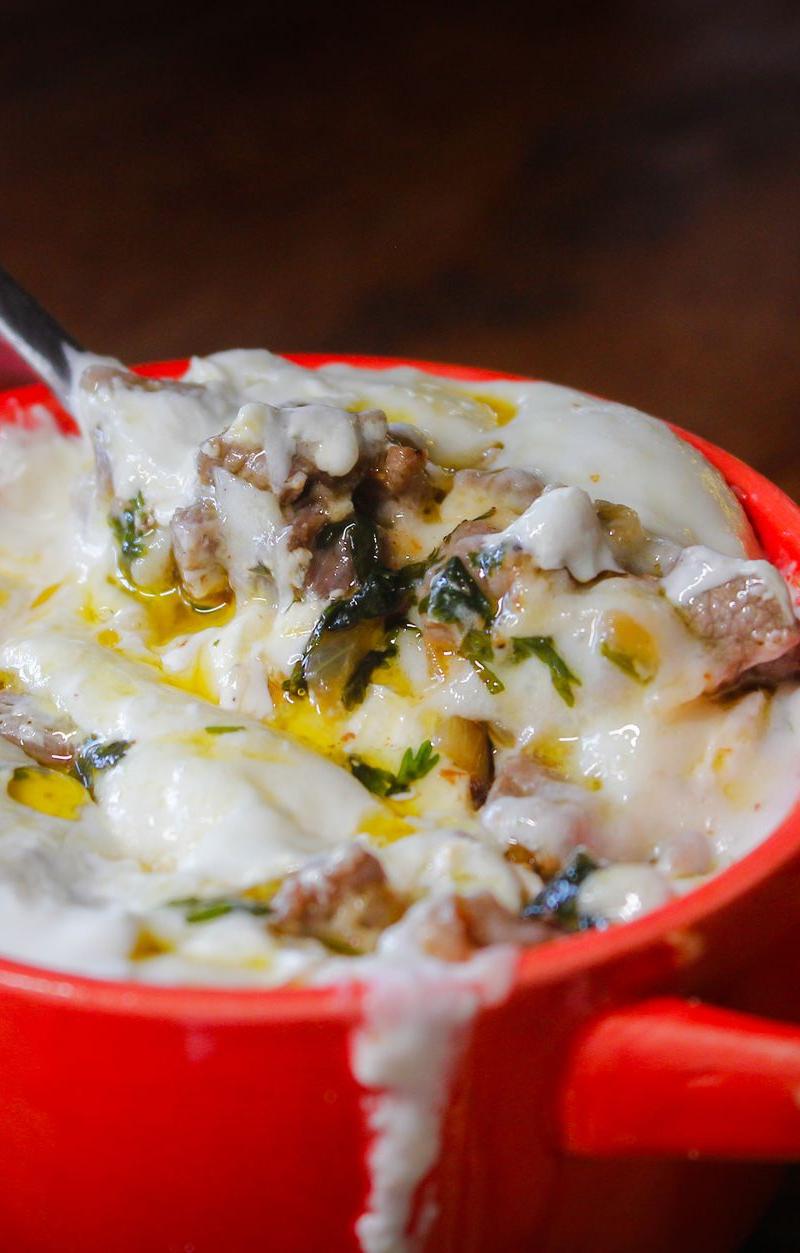 Melted Quesillo with Chorizo & Peppers