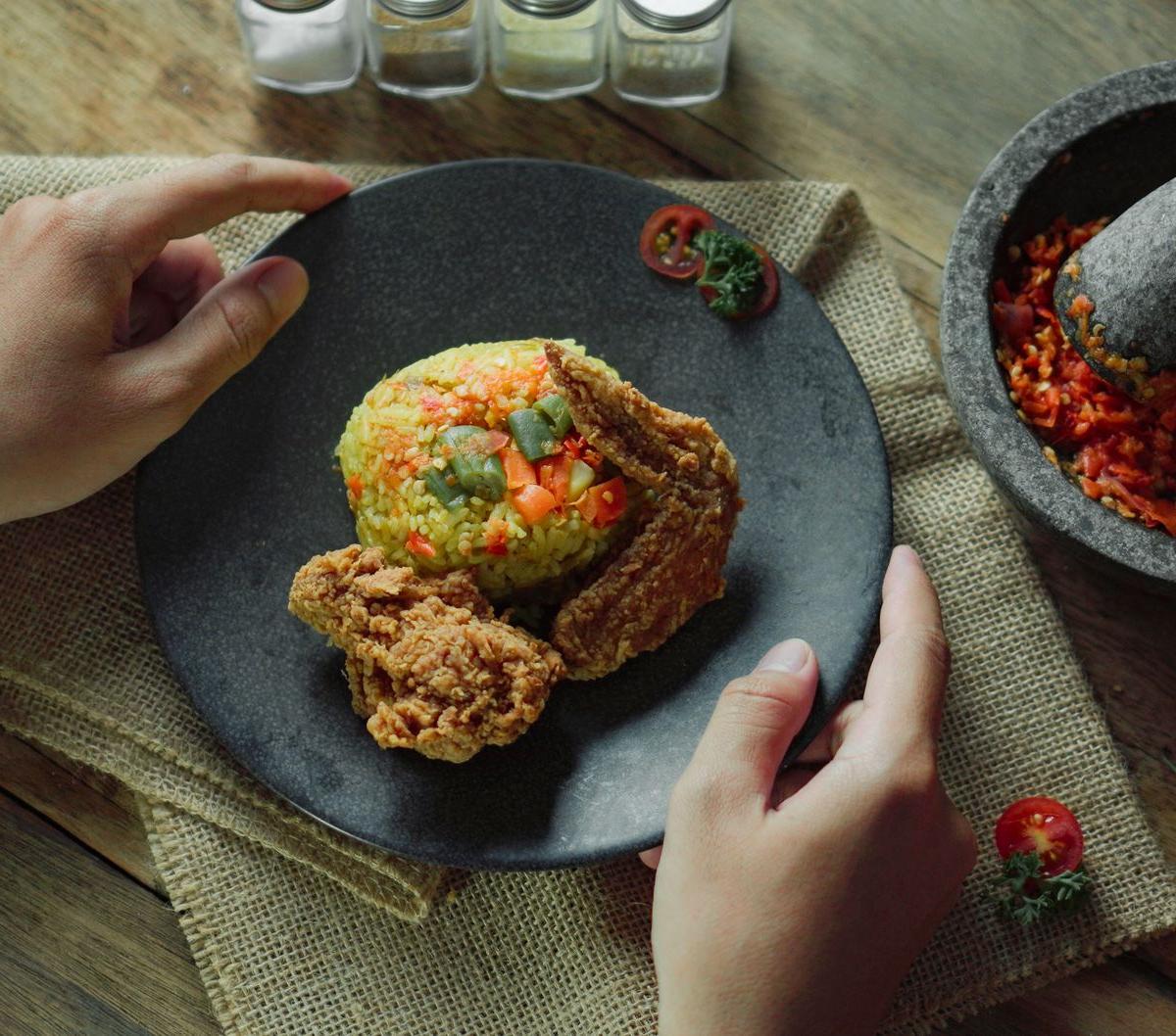 Messy Nasi Goreng with Crispy Chicken & Sambal