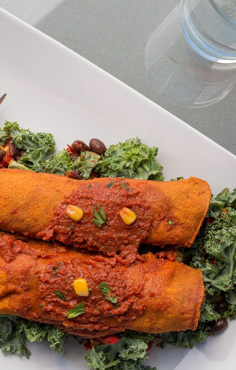20-Minute Mole Enchiladas with Kale & Beans