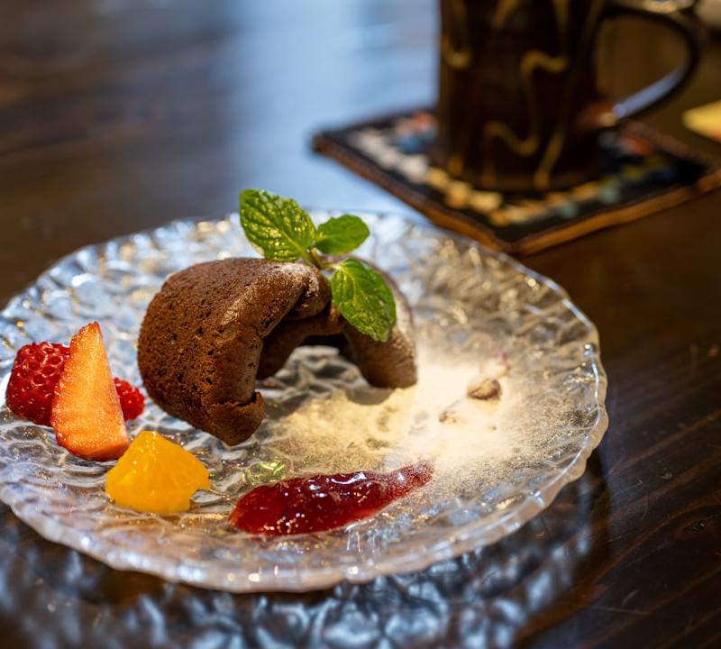 Molten Chocolate Mug Cake with Berries