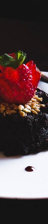 Molten Chocolate Mug Cake with Strawberry & Nut Crunch
