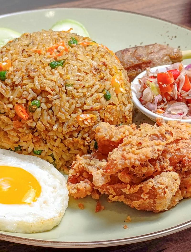 Nasi Goreng Mawut — Messy Rice with Crispy Chicken & Egg