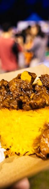 Nasi Kuning with Rendang & Yogurt Sauce