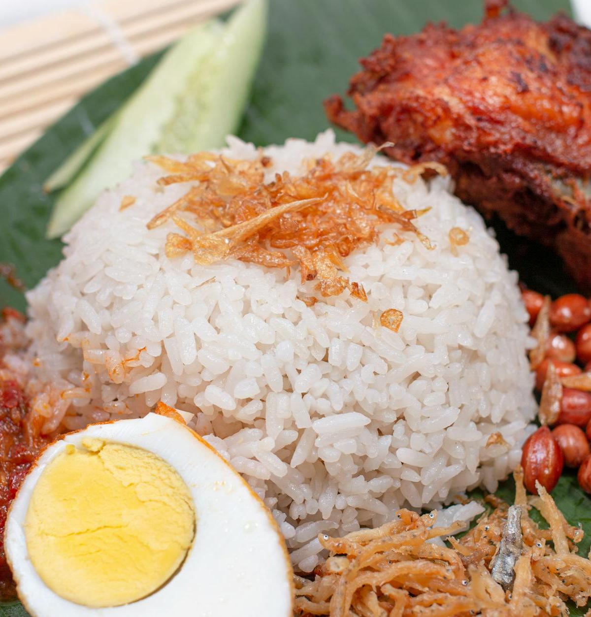 Nasi Lemak with Sambal Squid & All the Sides