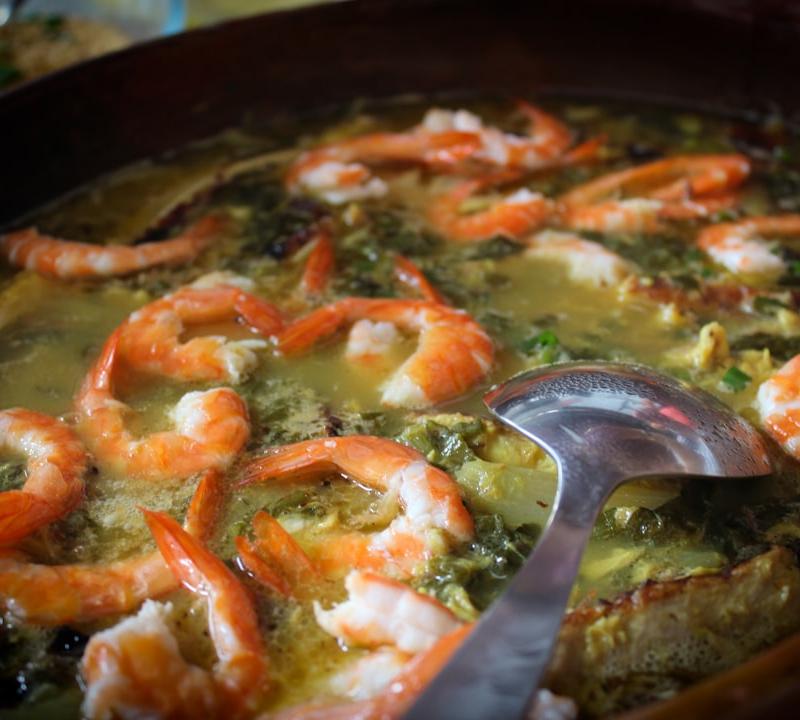 Nigerian Oha Soup with Seafood & Beef