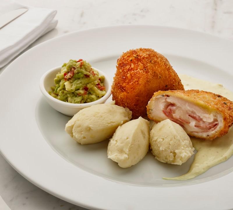 Pan-Fried Chicken Cordon Bleu with Mashed Potatoes