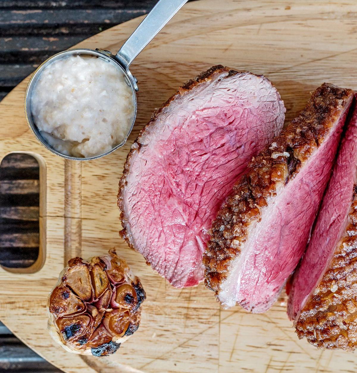 Pan-Seared Beef with Horseradish & Garlic