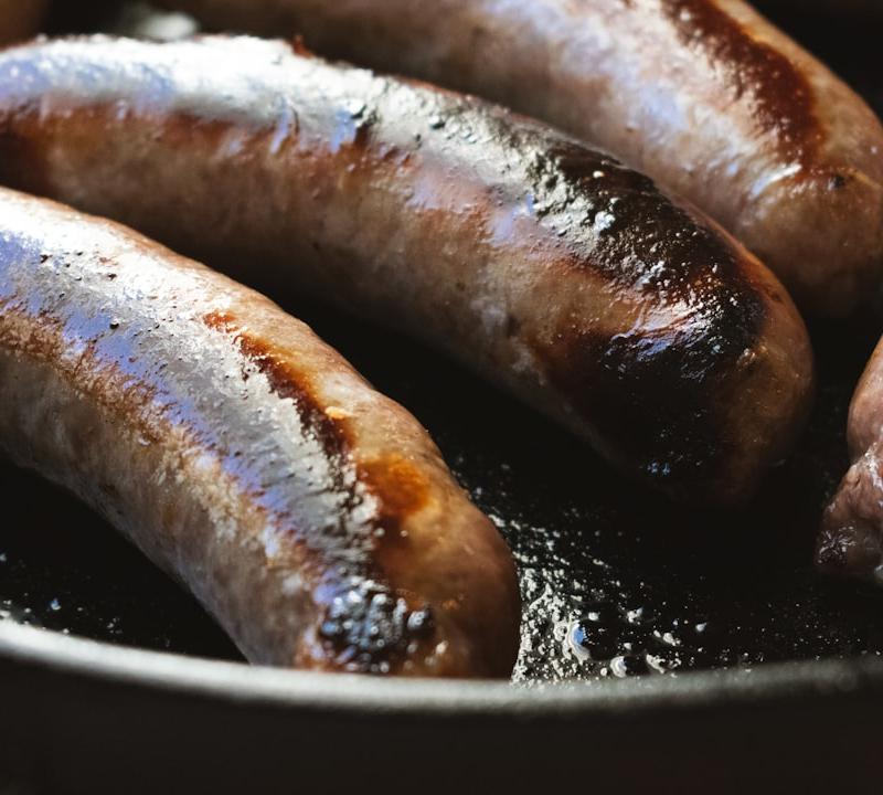 Pan-Seared Weisswurst with Whole Grain Mustard
