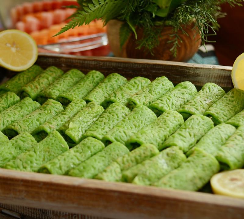 Pandan Crepe Rolls with Coconut Filling