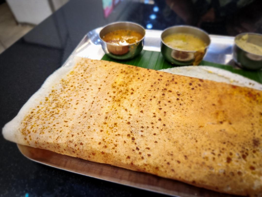 Paper Dosa with Chutneys & Sambar