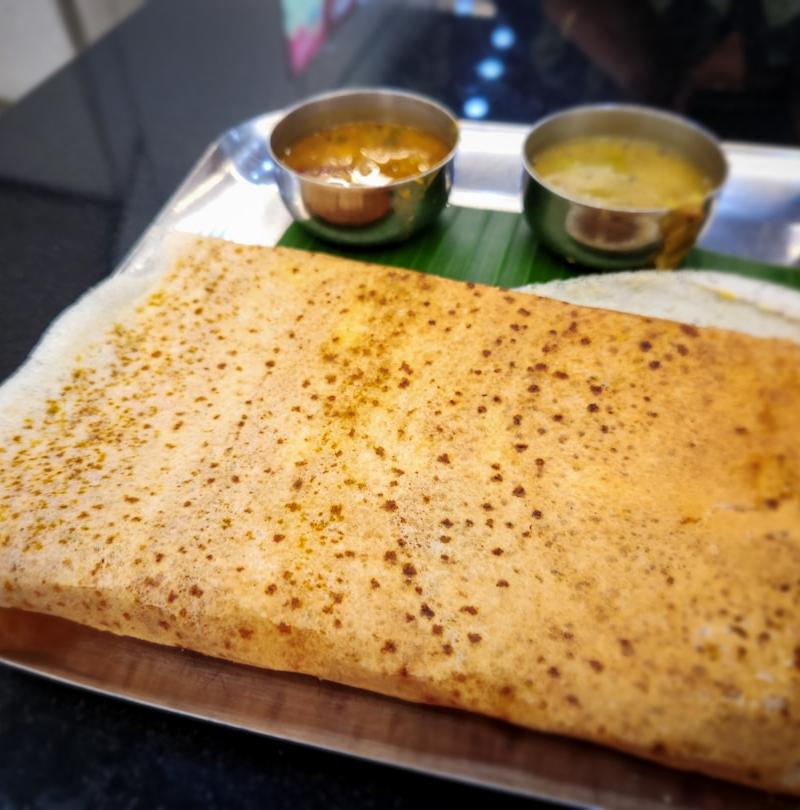 Paper Dosa with Potato Curry