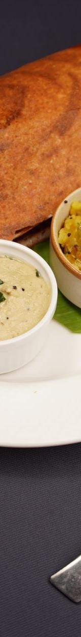 Paper Dosa with Three Chutneys & Sambar