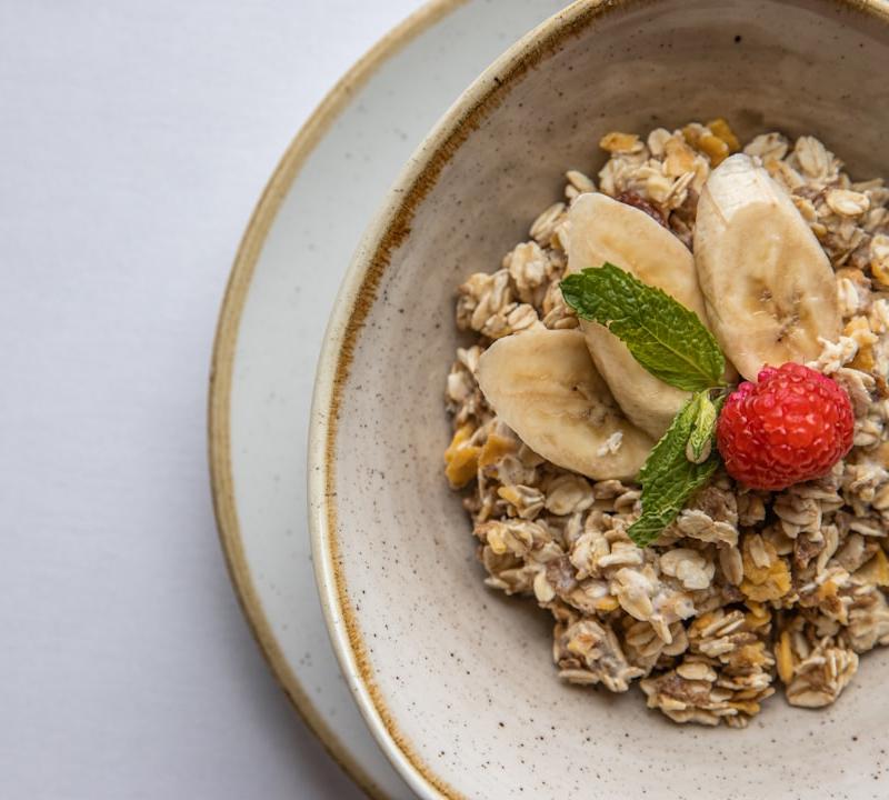PB Banana Oat Bowl with Strawberries