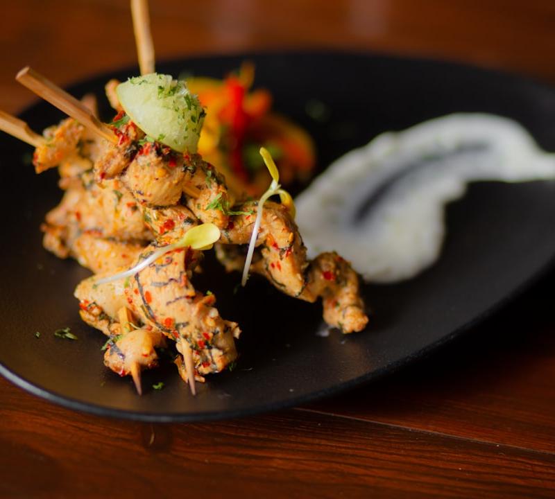 25-Min Peanut Chicken Satay with Pickled Veg