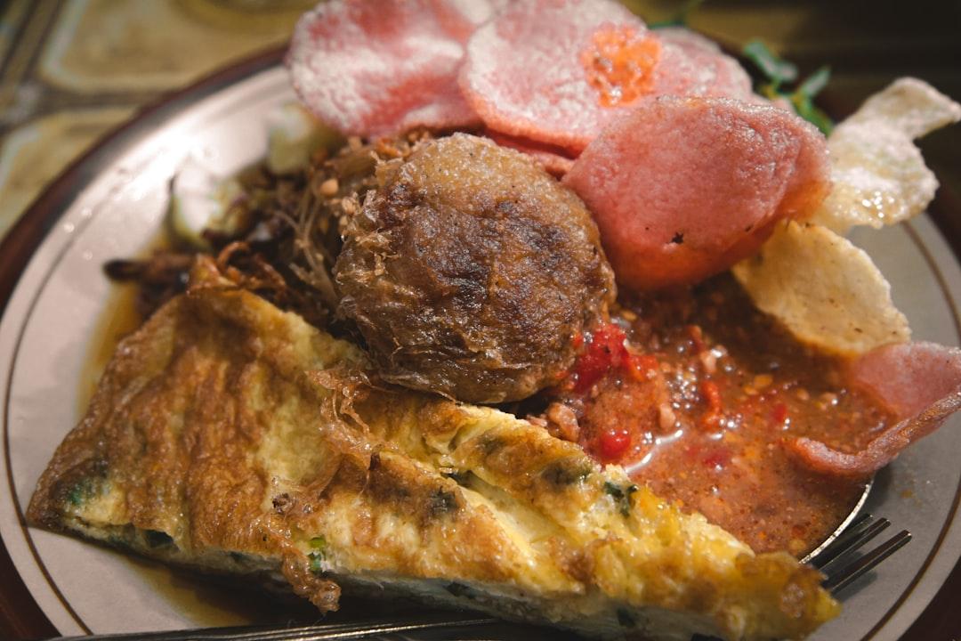 Perkedel Platter with Omelette & Sambal