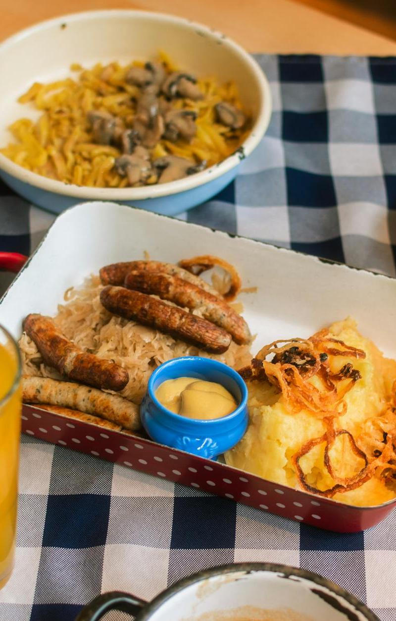 Polish Sausage Plate with All the Sides