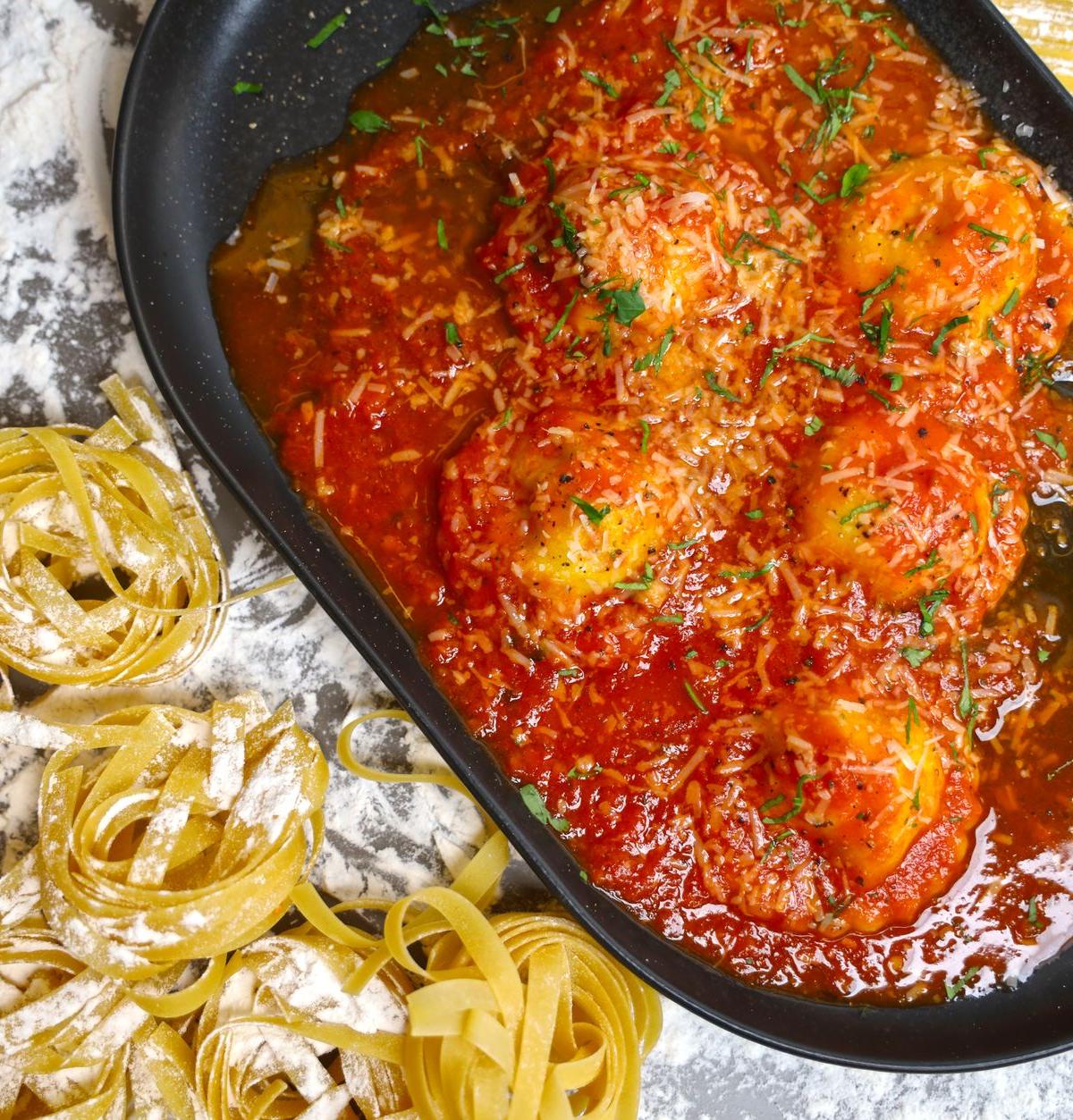 20-Min Polpette al Sugo with Tagliatelle