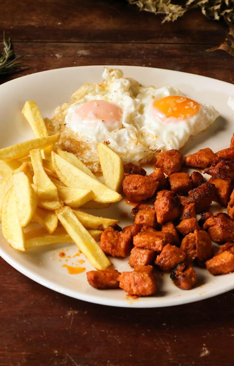 Portuguese Bitoque with Crispy Fries & Fried Eggs