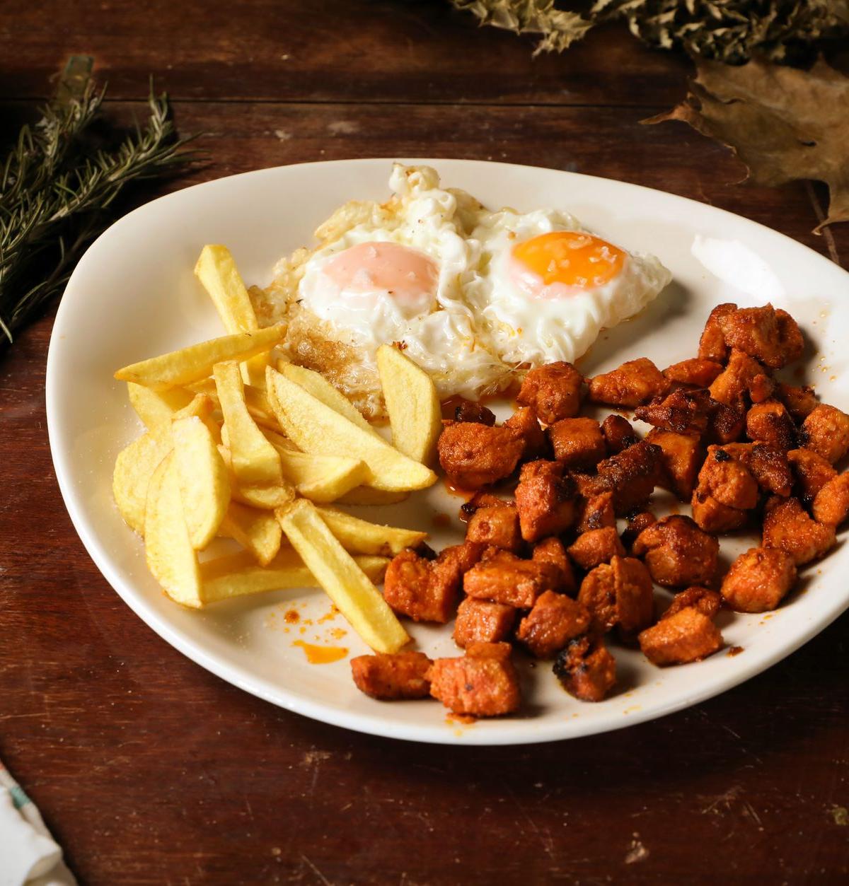 Portuguese Bitoque with Crispy Fries & Fried Eggs