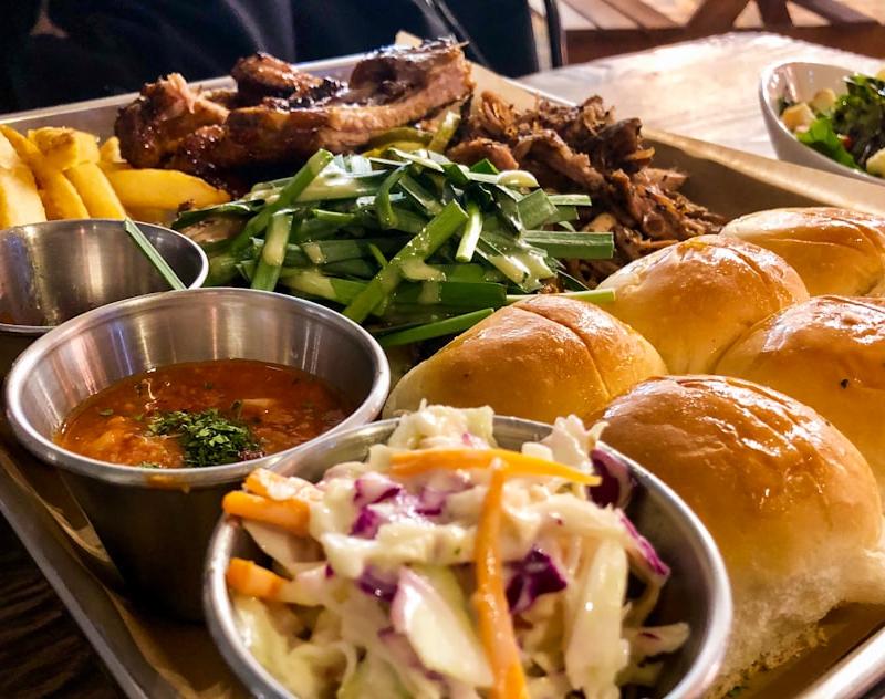 Pulled Pork Sliders with Slaw & Fries