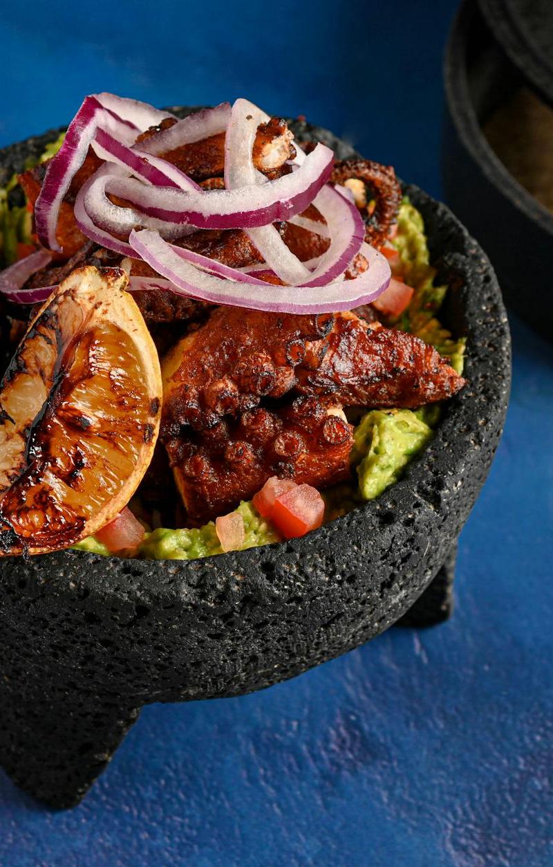 Pulpo a las Brasas — Charred Octopus with Guac & Tortillas