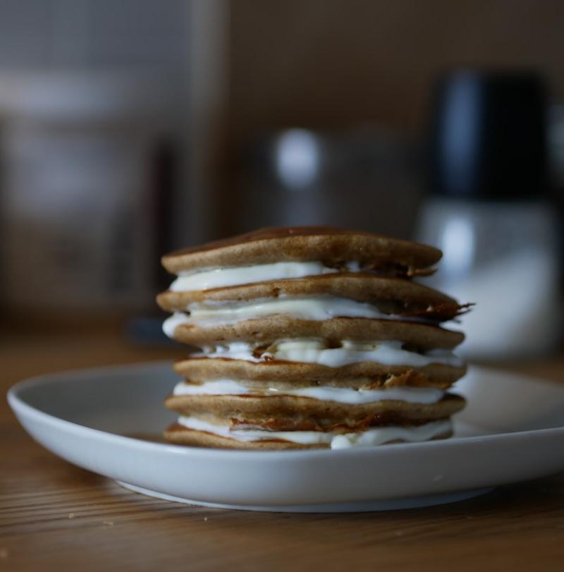 Pumpkin Pancakes with Cinnamon Yogurt