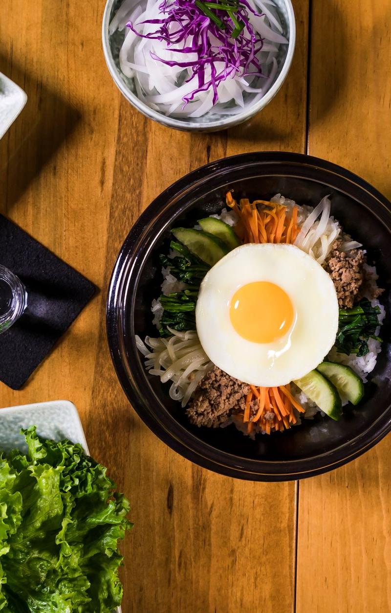 Quick Bibimbap Bowl with Crispy Eggs