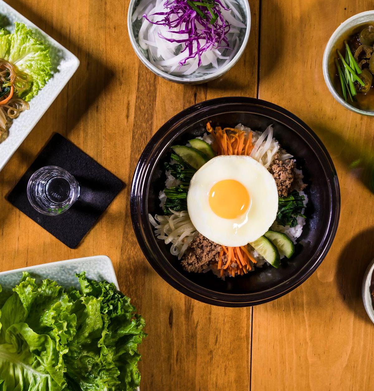 Quick Bibimbap Bowl with Crispy Eggs