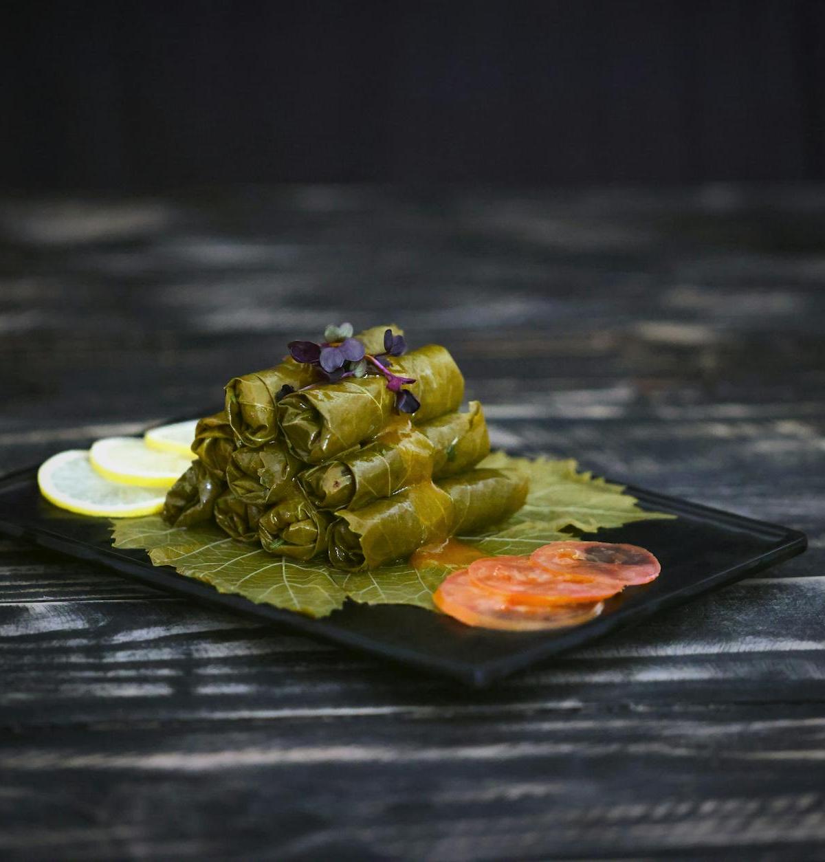 Quick Lemon Vine Leaf Rolls with Tomato