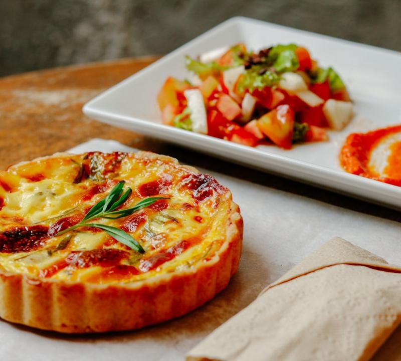 Quick Veggie Tart with Red Pepper Sauce