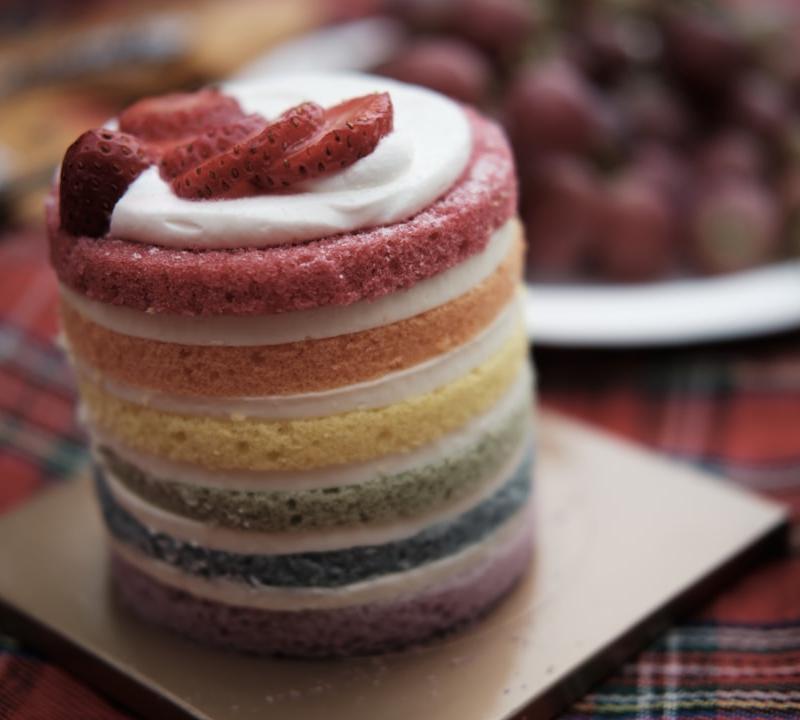10-Min Rainbow Cake Parfait with Strawberries