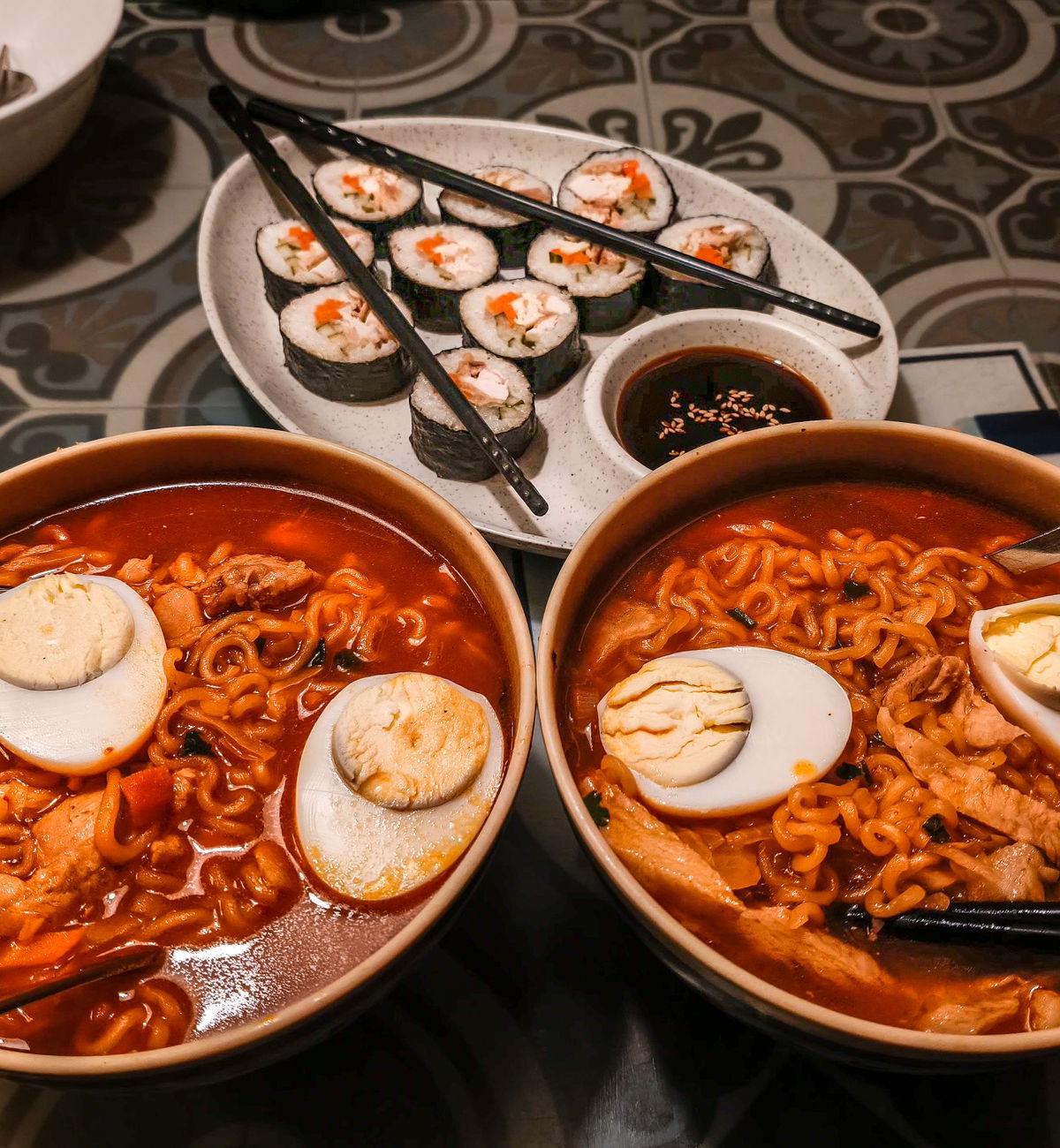 Ramyeon with Egg & Gimbap