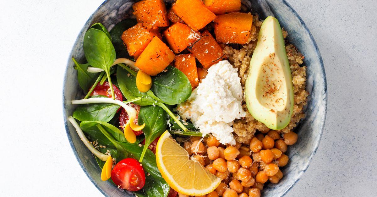 Roasted Chickpea & Sweet Potato Bowl with Indian Spices