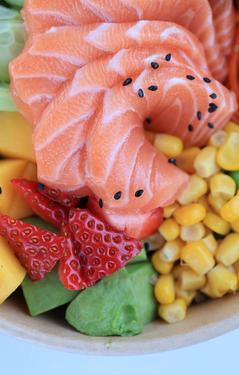Salmon Poke Bowl with Rainbow Toppings