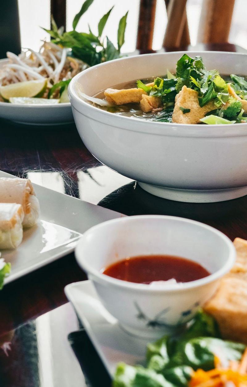20-Min Seafood Pho with Crispy Tofu & Rolls
