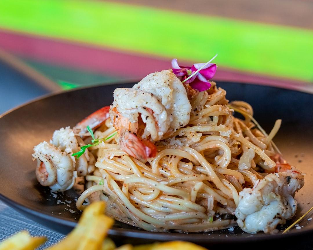 Seafood Spaghetti en Papillote with Fries