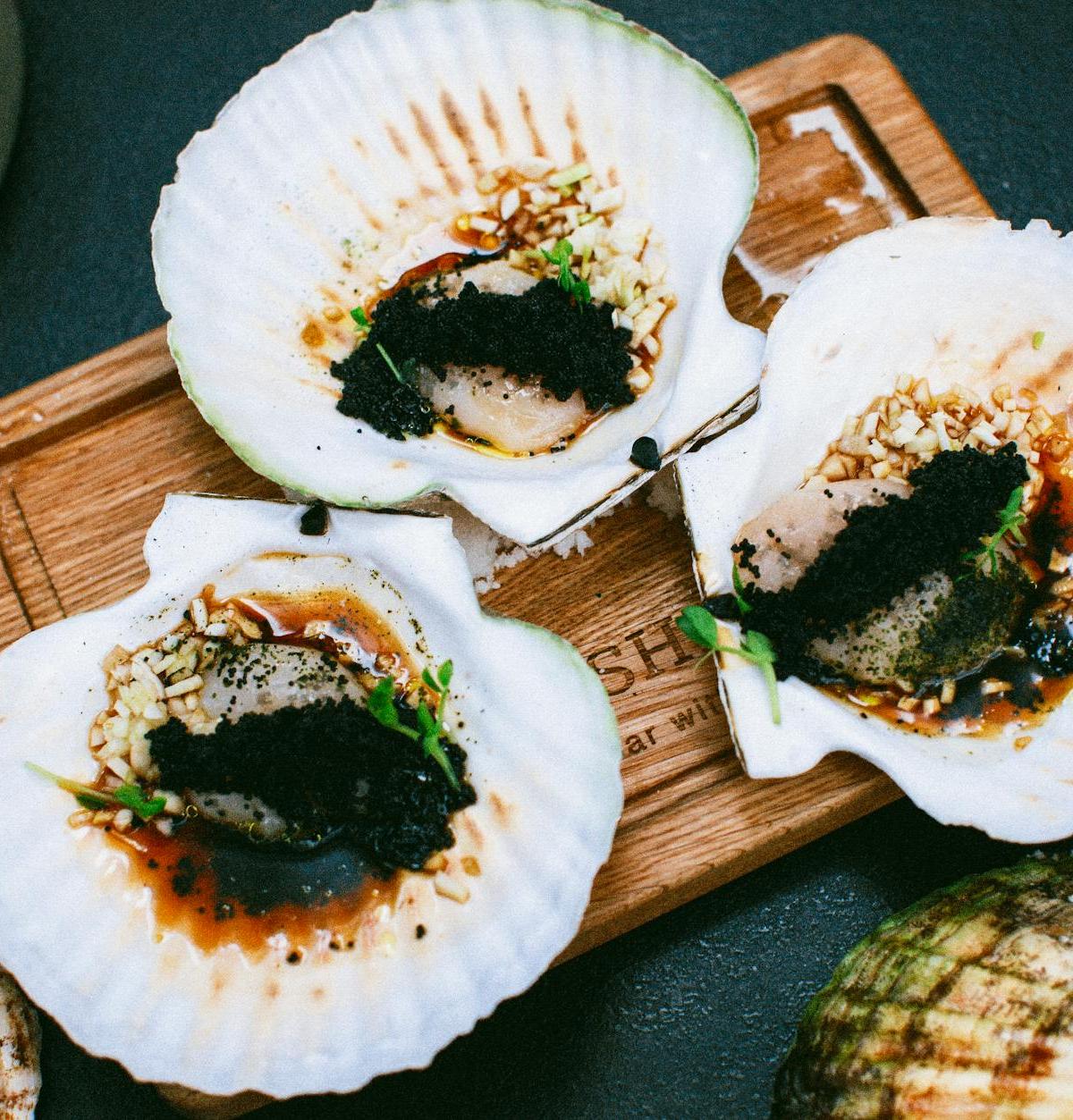 Seared Scallops with Brown Butter & Caviar