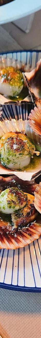 Seared Scallops with Garlic Butter & Herb Oil