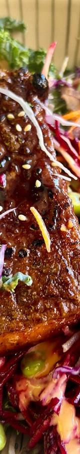 Sesame Slaw with Glazed Salmon & Edamame