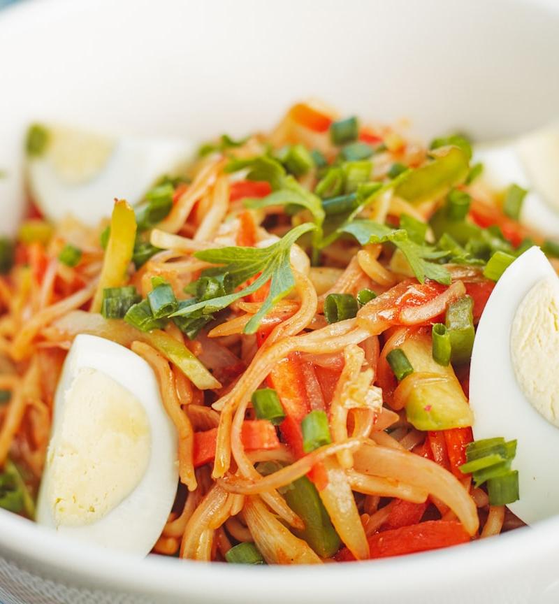 Sesame Soba Noodle Salad with Soft Eggs