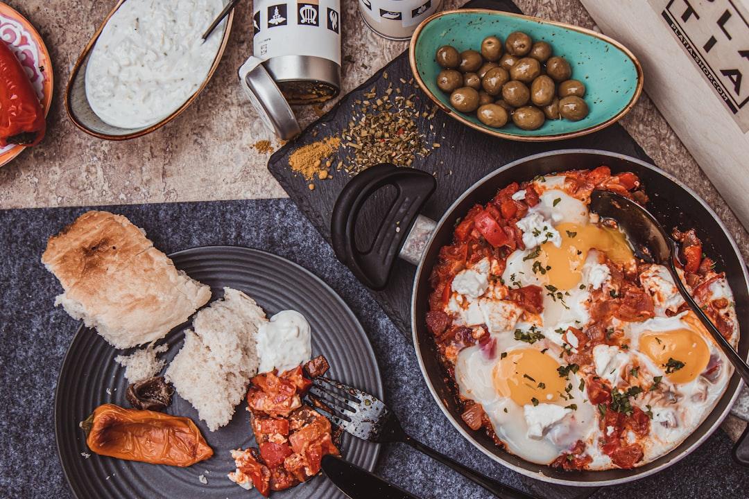 Shakshuka with Crispy Flatbread & Olives
