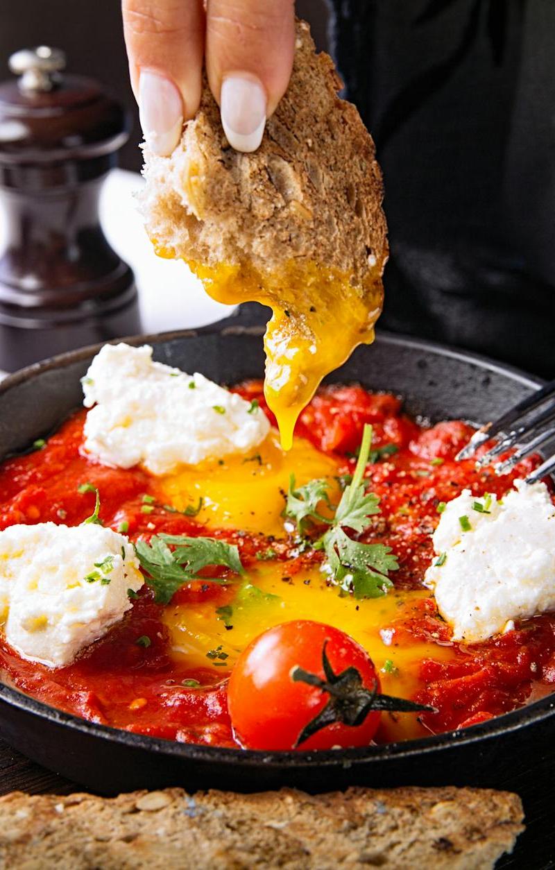 Shakshuka with Goat Cheese & Crusty Bread