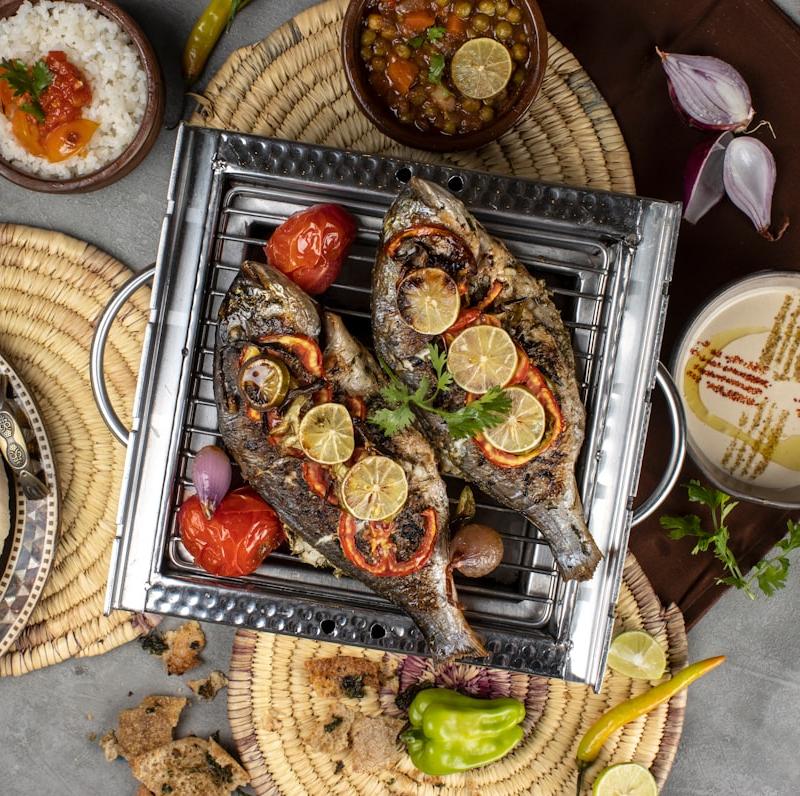 Sheet-Pan Branzino with Tomatoes & Tahini